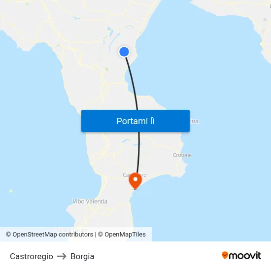 Castroregio to Borgia map