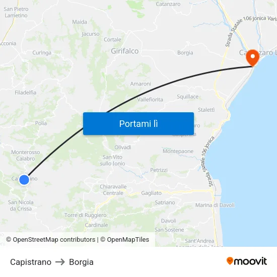 Capistrano to Borgia map