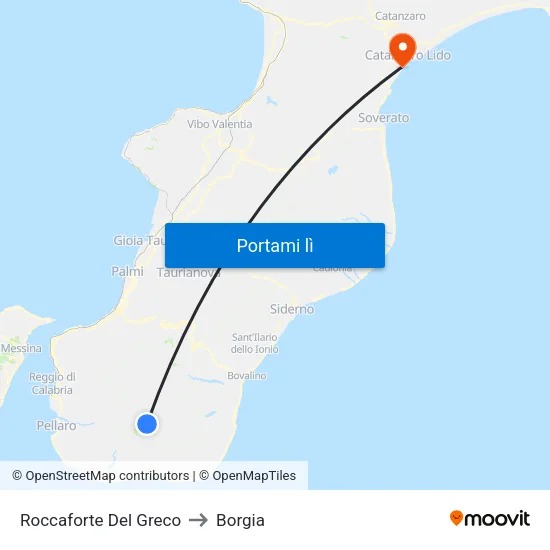 Roccaforte Del Greco to Borgia map