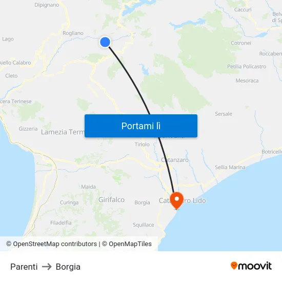 Parenti to Borgia map