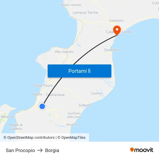 San Procopio to Borgia map