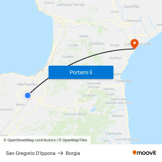 San Gregorio D'Ippona to Borgia map