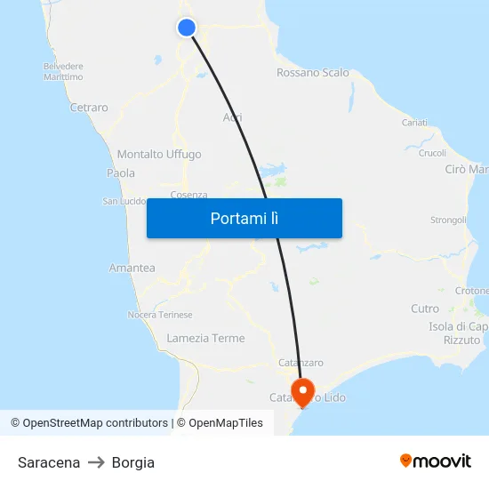 Saracena to Borgia map