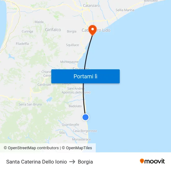 Santa Caterina Dello Ionio to Borgia map