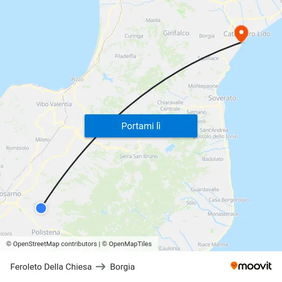 Feroleto Della Chiesa to Borgia map