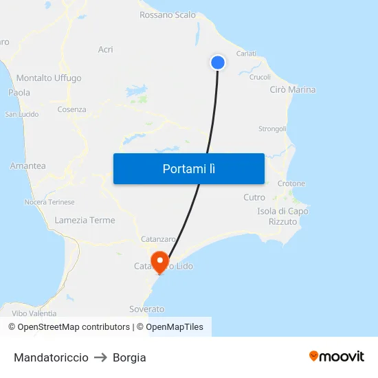 Mandatoriccio to Borgia map