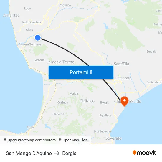 San Mango D'Aquino to Borgia map