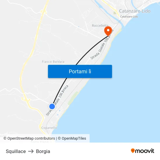 Squillace to Borgia map