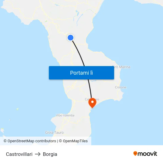 Castrovillari to Borgia map