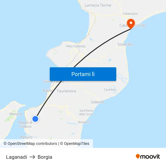 Laganadi to Borgia map