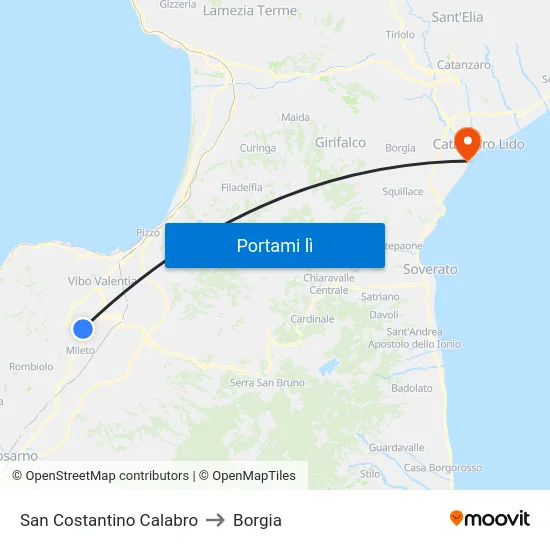 San Costantino Calabro to Borgia map