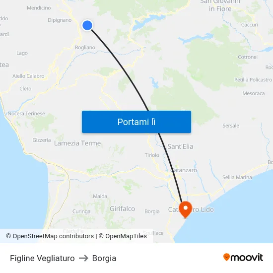 Figline Vegliaturo to Borgia map