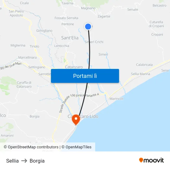 Sellia to Borgia map