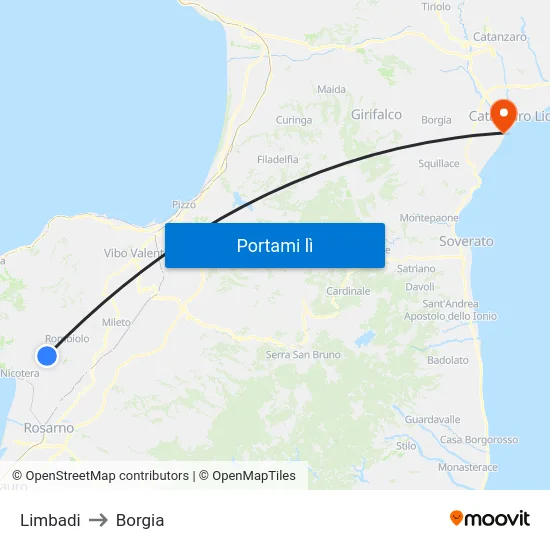 Limbadi to Borgia map