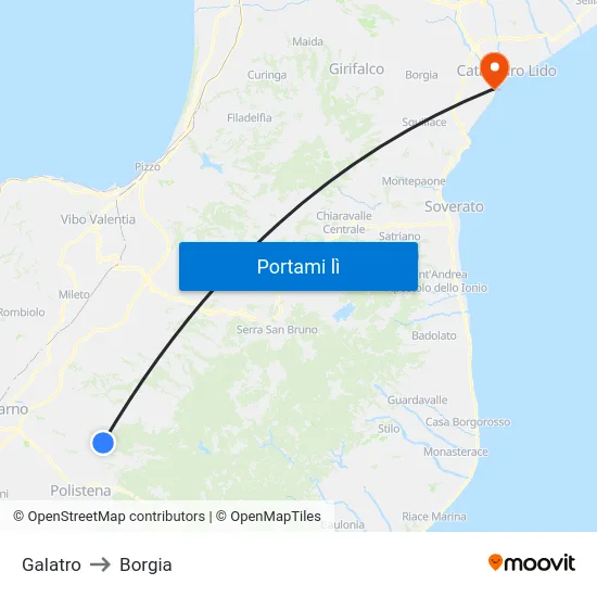 Galatro to Borgia map
