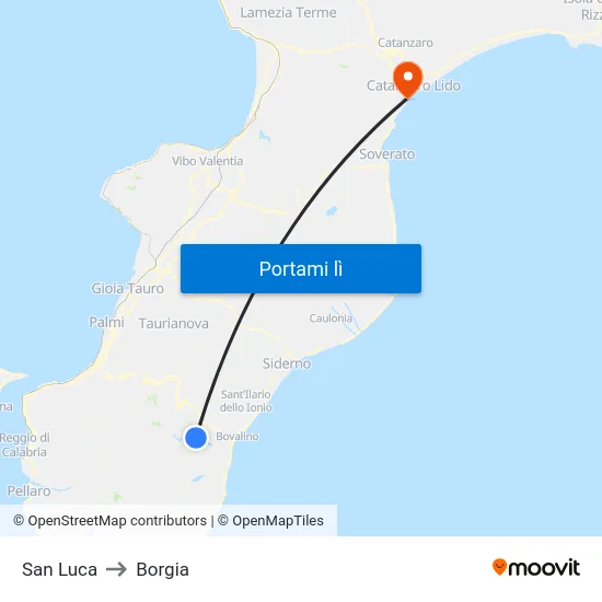 San Luca to Borgia map