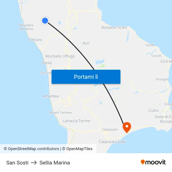 San Sosti to Sellia Marina map
