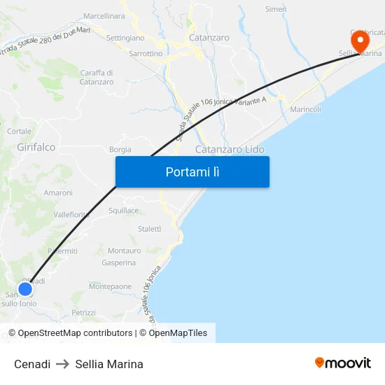 Cenadi to Sellia Marina map