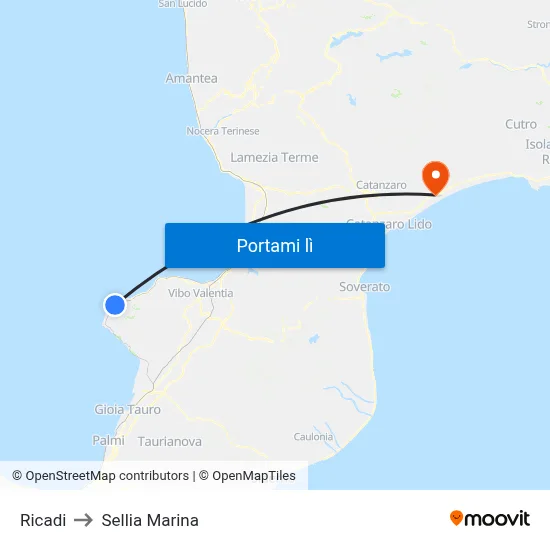 Ricadi to Sellia Marina map