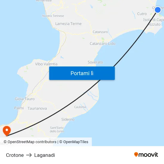Crotone to Laganadi map