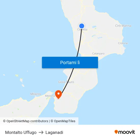 Montalto Uffugo to Laganadi map
