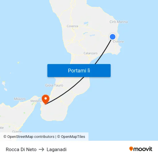 Rocca Di Neto to Laganadi map