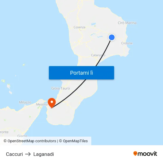 Caccuri to Laganadi map