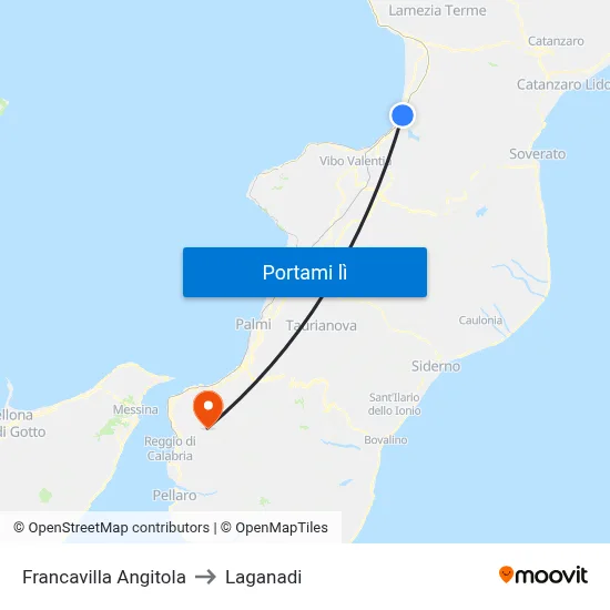 Francavilla Angitola to Laganadi map
