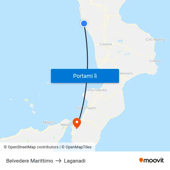 Belvedere Marittimo to Laganadi map