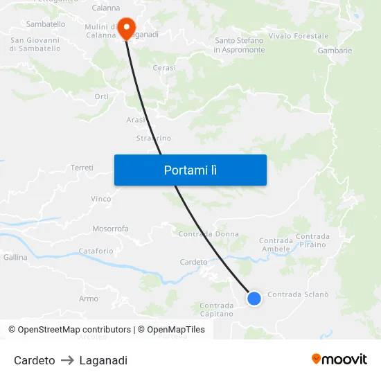 Cardeto to Laganadi map