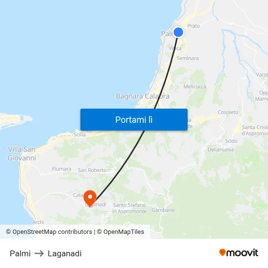 Palmi to Laganadi map