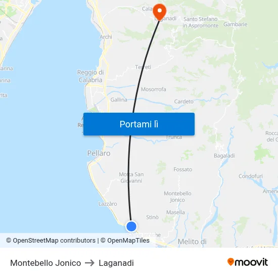 Montebello Jonico to Laganadi map