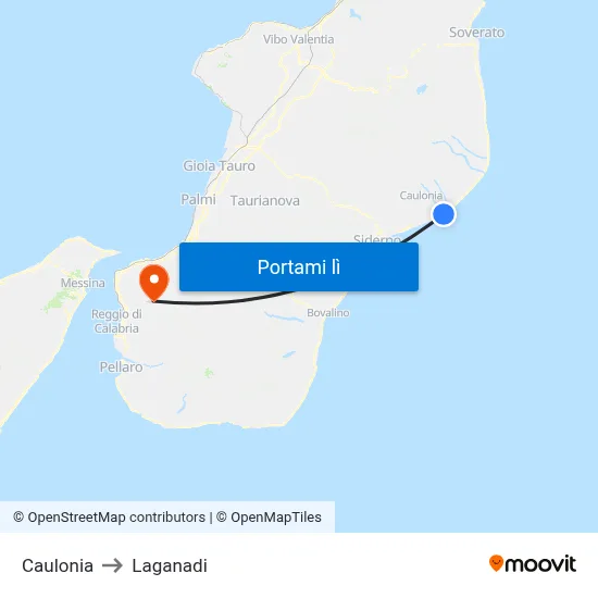 Caulonia to Laganadi map