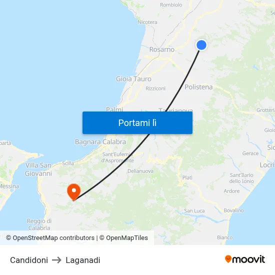 Candidoni to Laganadi map