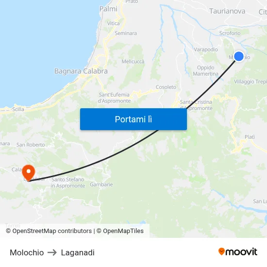 Molochio to Laganadi map