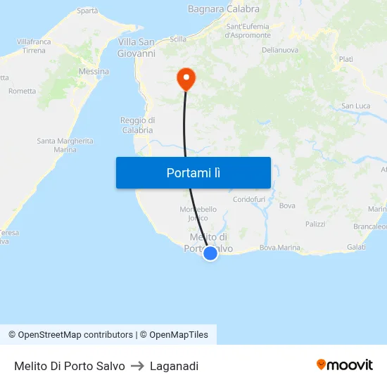 Melito Di Porto Salvo to Laganadi map