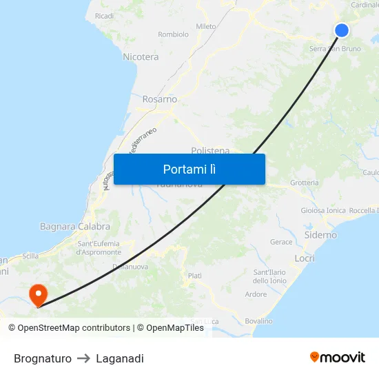 Brognaturo to Laganadi map