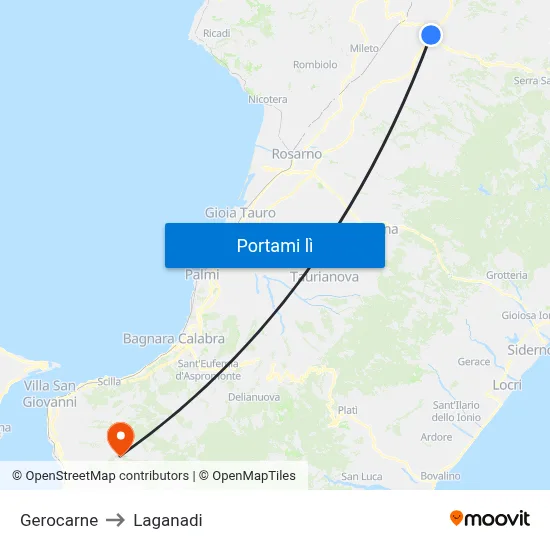 Gerocarne to Laganadi map