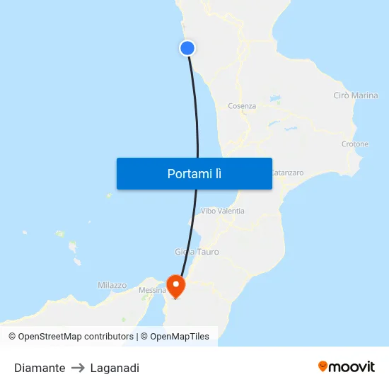 Diamante to Laganadi map
