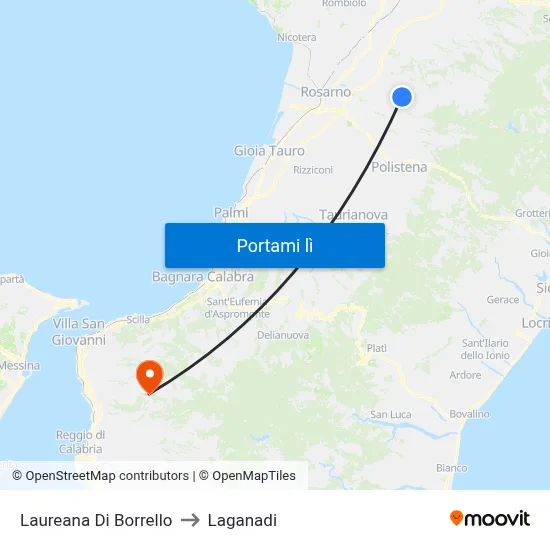 Laureana Di Borrello to Laganadi map
