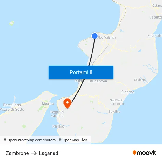Zambrone to Laganadi map