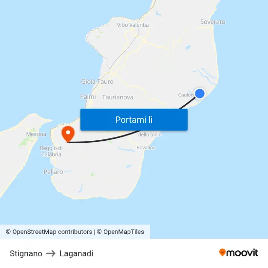 Stignano to Laganadi map