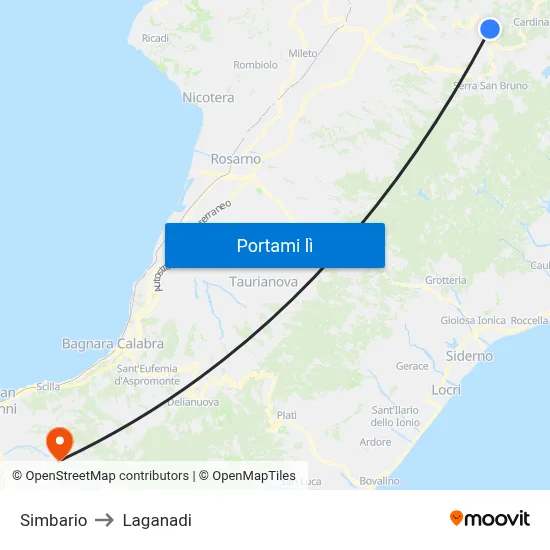 Simbario to Laganadi map