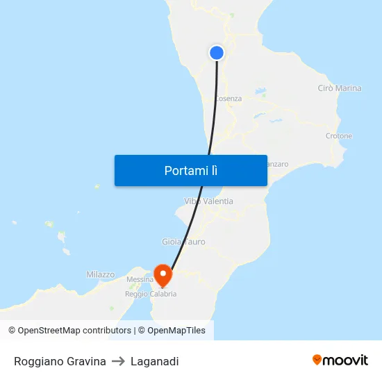 Roggiano Gravina to Laganadi map