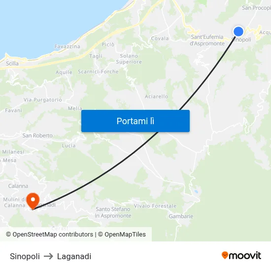 Sinopoli to Laganadi map