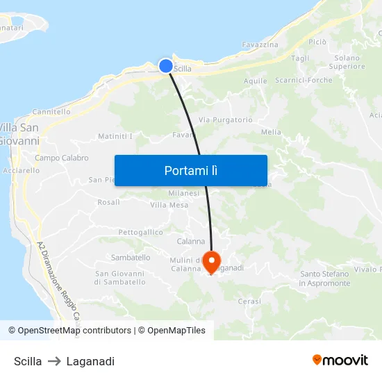 Scilla to Laganadi map