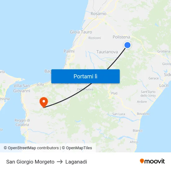 San Giorgio Morgeto to Laganadi map