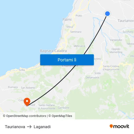 Taurianova to Laganadi map