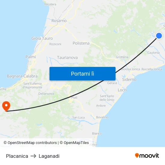 Placanica to Laganadi map
