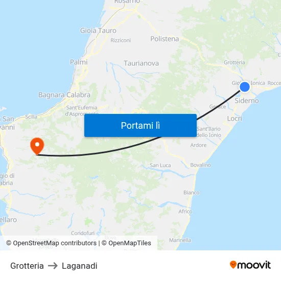 Grotteria to Laganadi map